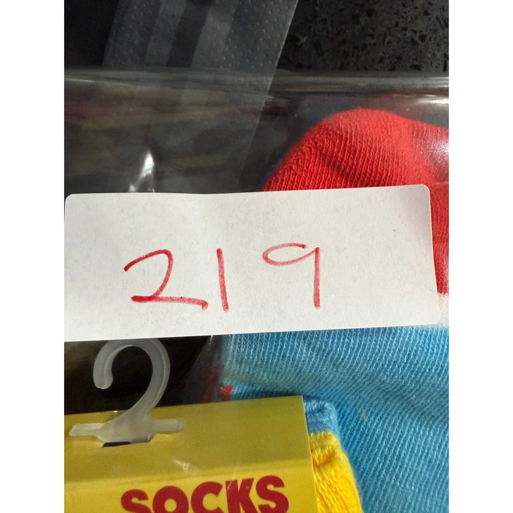 Swedish Fish 2 Pair Crew Socks Yellow Blue Candy Graphic Mens 6-10 12744MNGC NEW